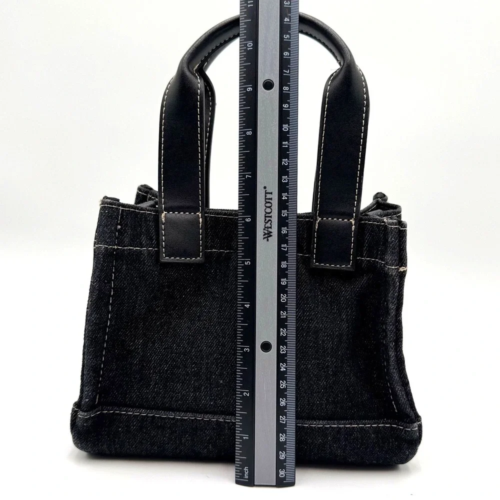 True Religion Black Denim Mini Tote Crossbody Bag Y2K Handbag Horseshoe Logo